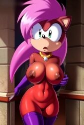 1girls ai_generated anthro ass background breasts female green_eyes hedgehog hips magenta_body mobian_(species) nipples oiled pink_hair pussy rodent shiny_ass shiny_breasts shiny_skin sonia_the_hedgehog sonic_(series) sonic_the_hedgehog_(series) sonic_underground stockings waist