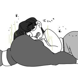 2girls ass big_ass big_butt closed_eyes fart fart_fetish flies flies_for_smell glasses laying_down laying_on_ass laying_on_side laying_on_stomach makingmebatty open_mouth sketch sleeping thick_thighs uncolored yuri zzz