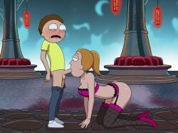 1boy 1boy1girl 1girls alternate_universe animated balls big_ass blowjob brother brother_and_sister brown_hair cum cum_in_mouth cum_on_face dream_summer fellatio female fishnets human incest lingerie male morty_smith oral orange_hair penis ponytail rick_and_morty sfan siblings sister sound strip_club summer_smith tagme video