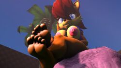 3d 3d_(artwork) barefoot breasts chipmunk feet foot_fetish foot_focus nude outside presenting_feet sally_acorn smile soles sonic_(series) sonic_the_hedgehog_(archie) source_filmmaker toes twintails3d twintailssfm two_tone_body two_tone_face