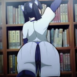 1girls ass back_view big_ass big_butt black_hair demon_slayer female female_only fully_clothed hair_ribbon kanzaki_aoi_(kimetsu_no_yaiba) kimetsu_no_yaiba light-skinned_female light_skin solo solo_female standing thick_ass thick_thighs thighs twintails w1hot