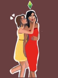 2girls bella_goth crossover female_only hand_on_cheek kissing_cheek lesbian maggie_vaughan paralives the_sims the_sims_4 wholesome yuri