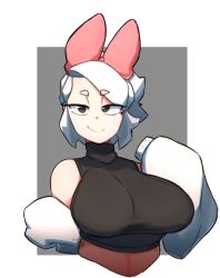 big_breasts bow long_sleeves mel_(sky_almanac) shirtless_sleeves sky_almanac sleeveless_turtleneck