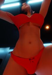 3d 3d_(artwork) amative21 big_breasts blender blender_(software) dead_or_alive dead_or_alive_xtreme_venus_vacation lingerie navel red_lingerie sayuri_(dead_or_alive) solo_female thick_ass thick_thighs underwear