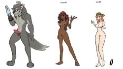 2d breasts canine_penis dark_skin drunken_tales erection female furry korrel_(drunken_tales) lord_sarloc marina_(drunken_tales) moira_(drunken_tales) nipples nude nude_female penis pirate pubic_hair red_hair testicles uncensored wolf