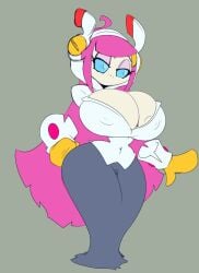 alien alien_girl big_ass big_breasts blue_eyes boob_window breasts cleavage clothed eyeshadow female female_only huge_breasts imric1251 kirby_(series) kirby_planet_robobot kirby_star_allies mouthless mouthless_female nipple_bulge nipples_visible_through_clothing no_bra pink_hair susanna_patrya_haltmann susie_(kirby) tagme thick_thighs wide_hips