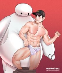 baymax big_bulge big_hero_6 bulge disney huge_bulge lad male male_only marvel muscles muscular muscular_male otokobara pants_down robot tadashi_hamada thick_thighs underwear