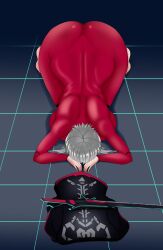 1girls begging begging_pose big_ass bodysuit clothing curvy cybernetics dat_ass dogeza fat_ass female female_only hands_and_knees head_down head_down_ass_up infamea jacket on_hands_and_knees outerwear pale_skin silver_hair sword thick_thighs virtual_youtuber voluptuous vshojo weapon zentreya zentreya_(cyborg)