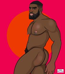 ass ass beard dark-skinned_male dark_skin jerking male male_only melanin muscles muscular muscular_male pierced_nipples pubes tom_taylor_illustrated