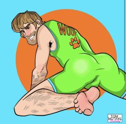 actor ass body_hair clothed facial_hair hairy hanna-barbera looking_back male male_only mature_male scooby-doo shaggy_rogers singlet teasing tom_taylor_illustrated