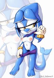 absurd_res anthro cetacean clothed clothing dolphin feet female hi_res kerbaru mammal marine navel nipples partially_clothed pulling_pants_down smile smirk solo sonic_(series) sonic_legacy teasing tempest_the_dolphin toothed_whale underwear underwear_down