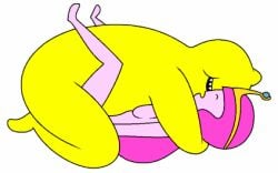 adventure_time animated closed_eyes earl_lemongrab fat_man mating_press missionary_position pink_skin princess_bubblegum yellow_skin