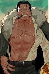 cigar hook_hand kiito kiito.illust kiito.illust_(artist) male male_only muscular one_piece scar scar_on_face sir_crocodile solo solo_man wet