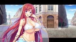 1girls boobies boobs breasts cleavage clock_tower clothed_female elda_hylitte enormous_breasts female female_only game_cg gigantic_breasts happy_face hinata_nao huge_breasts large_breasts long_hair long_hair_female long_red_hair massive_breasts mature_female moonstone_cherry nymph older_sister open_eyes open_mouth open_mouth_smile red-haired_female red_hair sex_open_world_e_youkoso! tits
