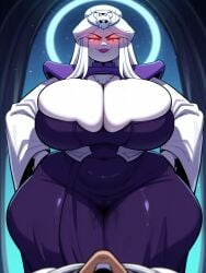 ai_generated busty_female chinese chinese_clothes chinese_female demon demon_girl demoness front_view gigantic_breasts lady_bone_demon lego looking_at_viewer pale-skinned_female pale_skin purple_clothing smirk villain villainess white_skin wide_hips