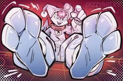 3_toes absurd_res ambiguous_gender anthro clothed clothing dizzymilky feet final_fantasy foot_fetish foot_focus gesture hand_gesture hi_res mammal moogle onesie paws pointing pointing_at_viewer sitting solo square_enix toes