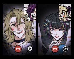 after_cunnilingus bed bedroom bedroom_sex blonde blonde-haired_female blonde_female blonde_hair blonde_hair_female blushing call caught caught_in_the_act cleavage clothed clothes clothing dominant_female earring earrings enfer_(path_to_nowhere) female female_focus female_only mcqueen_(path_to_nowhere) older_female path_to_nowhere phone phone_call phone_screen sandwich_laymon shawn_(path_to_nowhere) submissive_female synex_(path_to_nowhere) tied_hair vaginal vaginal_sex younger_female