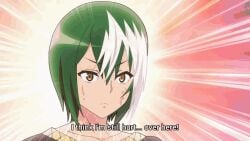 1boy 1girls animated anime female futoku_no_guild gif gigantic_breasts hanabata_nohkins looking_at_partner sexy wanting