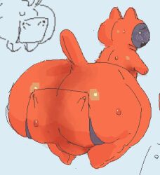 fat_ass fat big_ass big_breasts pajamas ... anthro solo wide_hips thick thick_thighs thick_ass huge_ass feline cat furry embarrassed balls clothing curvy curvy_figure solo_focus solo_male outlines red_body