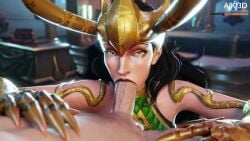 1boy 1girls 3d ajkj animated audiodude blender blender_(software) blowjob fellatio green_eyes helmet lady_loki lady_loki_(marvel_rivals) light-skinned_female light-skinned_male loki_(marvel) loki_(marvel_rivals) looking_at_viewer marvel marvel_comics marvel_rivals pov rule_63 short_video shorter_than_10_seconds sound sound_effects tagme video