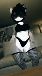 ai_generated big_breasts black_panties dancing exposed_breasts kneehighs lifting_bra sabrean shaking_ass shaking_legs shark shark_girl sports_bra stockings tagme tail_motion thick_thighs tongue_out video