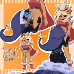 astro_(dandy's_world) balls belt belt_buckle big_dick big_penis blue_skin boobs bottomless butt cape clothed clothed_blowjob clothed_sex crown crying crying_with_eyes_open dandy's_world dandys_world deepthroat deepthroat_no_hands futa futanari gagging gold_skin golden_strawberry_sprout hand_on_head hand_on_hip headpat king on_knee on_knees sprout_(dandy's_world) tears tears_of_pleasure trans_woman transfem