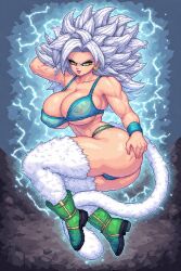 1girls ai_generated breasts dragon_ball female female_only goki pixel_art saiyan_female solo ssj5 thedangerxdx