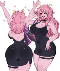 1girl 1girls adult_mina ashido_mina back_view backboob big_ass big_breasts big_butt black_dress black_fingernails black_nail_polish black_sclera boku_no_hero_academia bottom_heavy bubble_ass bubble_butt cleavage curvy curvy_figure dat_ass dress fat_ass female female_focus front_and_back front_view garter_straps handbag horns huge_ass huge_breasts huge_butt kyopink large_ass large_breasts large_butt mina_ashido_time-skip my_hero_academia my_hero_academia_(finale) nail_polish pink_body pink_hair pink_skin purse round_ass round_butt solo solo_female thick thick_ass thick_thighs tight_clothing voluptuous voluptuous_female wide_hips yellow_eyes