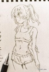 1girls 2d 2d_(artwork) 2d_artwork arm_behind_back bare_arms bare_belly bare_hands bare_legs bare_midriff bare_navel bare_shoulders bare_skin bare_thighs belly belly_button black_and_white blush_face blush_lines blushing blushing_female blushing_lines bocchi_the_rock! bra breasts closed_mouth_smile collarbone drawing exposed_arms exposed_belly exposed_legs exposed_midriff exposed_navel exposed_shoulders exposed_skin exposed_thighs female female_focus female_only fingers flushed flushed_face greyscale groin hair_between_eyes hand_behind_back head_tilt high_resolution high_school_student highres kita_ikuyo lean_figure light_smile long_hair midriff monochrome monochrome_background narrow_waist navel one_side_up panties posing school_girl shoulders sidelocks sim_evo simple_background sketch sketch_page slender_body slender_waist slight_smile slim_female slim_waist small_breasts smile smiley_face smiling solo standing teen_girl teenage_girl teenager thigh_gap thighs tilted_head underwear upper_body white_background young_female young_woman