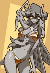 1girls 2026 4_arms 6_limbs almost_naked antennae_(anatomy) anthro arthropod big_boobs big_breasts big_thighs boobies boobs_out breasts dark_sclera digital_media_(artwork) female fur gold_bikini gold_bra gold_panties grey_body grey_fur grey_wings hair happy_female happy_girl humanoid insect_girl insect_humanoid insect_wings insects large_boobs large_breasts large_thighs lepidoptera lepidopteran lepidopteran_humanoid leporid_humanoid monster_girl_(genre) moth multi_arm multi_limb notyoursagittarius sexy simple_background smile smile_at_viewer smiling smiling_at_viewer smiling_at_you solo underwear wings