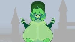 1girls animated big_areola big_breasts bouncing_breasts breast_jiggle breasts breasts_bigger_than_head breasts_focus breasts_out chubby chubby_female gloves green_body green_hair green_nipples green_skin hat huge_areolae huge_breasts jasperjunez jiggle jiggling_breasts jumping looking_at_viewer loop looping_animation missy_(shovelknight) moonrainum opennsfwsp panties peace_sign shovel_knight slightly_chubby slightly_chubby_female smile smiling_at_viewer solo solo_female sound sound_effects tagme thick_thighs top_heavy topless topless_female video watermark