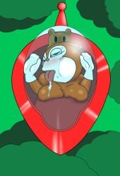 1anpanman 1boy 1boy1girl 1girl 1girls against_glass big_breasts blush breasts defeated defeated_villainess dokin-chan drooling female furry gloves green_eyes hippopotamid hippopotamus implied_penetration implied_sex male male/female tongue_out ufo villainess