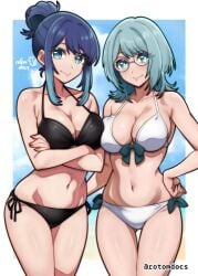 2d 2d_(artwork) 2d_artwork 2girls actress alternative_hairstyle arm_under_breasts arms_crossed arms_crossed_under_breasts arms_under_breasts bare_armpits bare_arms bare_belly bare_chest bare_hands bare_hips bare_legs bare_midriff bare_navel bare_shoulders bare_skin bare_thighs belly belly_button big_boobs big_breasts bikini bikini_bottom bikini_only bikini_top black_bikini black_bikini_bottom black_bikini_top black_swimsuit black_swimwear blue-eyed_female blue-haired_female blue_eyebrows blue_eyes blue_hair blue_sky breasts busty busty_female busty_girl busty_teen busty_teenager cleavage closed_mouth_smile clouds collarbone crossed_arms curvaceous curvaceous_body curvaceous_female curvaceous_figure curvaceous_hips curvaceous_teenager curvaceous_thighs curvy curvy_body curvy_female curvy_figure curvy_hips curvy_teen curvy_thighs cyan-haiared_female cyan_hair day daylight daytime digital digital_art digital_drawing digital_drawing_(artwork) digital_media digital_media_(artwork) drawing duo elbows exposed exposed_armpits exposed_arms exposed_belly exposed_chest exposed_hips exposed_legs exposed_midriff exposed_navel exposed_shoulders exposed_skin exposed_thighs female female_focus female_only fingernails fingers front-tie_bikini front-tie_bikini_top glasses glasses_on_face glasses_on_head groin hair_bun half_naked half_nude halterneck hand_on_hip hand_on_own_hip high_resolution high_school_student highres hourglass_figure inframammary_fold inguinal_crease inguinal_ligament kurokawa_akane large_boobs large_breasts lean_figure legs_closed legs_together long_hair looking_at_viewer midriff multiple_females multiple_girls naked naked_female naked_woman narrow_waist navel nude nude_female nudity oshi_no_ko outdoor outdoor_nudity outdoors outside partially_undressed rotomdocs round_glasses school_girl schoolgirl semi_nude shoulders side-tie_bikini sidelocks simple_background sky slender_body slender_waist slim_female slim_waist smile smiley_face smiling smiling_at_viewer standing string_bikini swimsuit swimwear teen_girl teenage_female teenage_girl teenage_nipples teenage_tits teenager thick_thighs thigh_gap thighs thighs_together touching_hip upper_body voluptuous voluptuous_body voluptuous_female voluptuous_figure voluptuous_teenager voluptuous_woman white_background white_bikini white_bikini_bottom white_bikini_top white_swimsuit white_swimwear wide_hips young_female young_woman yura_katayose