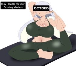 new_octoed_world_order splatoon raceplay octoed octoling_supremacy marie_(splatoon) splatoon_(series) splatoon_3 chicken_rib flexing flexible stretching gym gym_uniform gym_clothes sports_bra