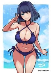 1girls solo female_only female female_focus elbows collarbone shoulders fingers fingernails cleavage large_breasts breasts midriff belly navel belly_button thighs thick_thighs groin slim_waist slim_female narrow_waist slender_waist slender_body lean_figure wide_hips hourglass_figure upper_body highres high_resolution standing looking_at_viewer digital digital_media digital_art digital_drawing digital_media_(artwork) digital_drawing_(artwork) 2d 2d_(artwork) 2d_artwork drawing medium_hair oshi_no_ko kurokawa_akane blue_hair blue-haired_female blue_eyebrows blue_eyes blue-eyed_female teenage_girl teen_girl young_female young_woman school_girl high_school_student actress tilted_head head_tilt wink winking winking_at_viewer winking_eye one_eye_closed one_eye_open eye_closed ;) smile smiling smiley_face smiling_at_viewer closed_mouth_smile sign v v_sign peace_sign sky blue_sky clouds day daytime daylight outdoor outdoors outside outdoor_nudity nude naked nudity naked_female nude_female exposed naked_woman half_naked half_nude semi_nude partially_undressed busty busty_female busty_girl busty_teen busty_teenager teenage_tits large_boobs big_breasts big_boobs leaning leaning_forward leaning_to_the_side inguinal_crease inguinal_ligament thigh_gap curvy curvy_figure curvy_body curvy_female curvy_hips curvy_thighs curvy_teen bare_skin bare_shoulders bare_chest bare_arms bare_armpits bare_hands bare_midriff bare_belly bare_navel bare_hips bare_thighs bare_legs exposed_skin exposed_shoulders exposed_chest exposed_arms exposed_armpits exposed_midriff exposed_belly exposed_navel exposed_hips exposed_thighs exposed_legs curvaceous curvaceous_figure curvaceous_body curvaceous_female curvaceous_hips curvaceous_thighs curvaceous_teenager voluptuous voluptuous_figure voluptuous_body voluptuous_female voluptuous_woman voluptuous_teenager bikini swimsuit swimwear bikini_top bikini_bottom blue_bikini blue_swimsuit blue_swimwear blue_bikini_top blue_bikini_bottom string_bikini bikini_only halterneck side-tie_bikini top_view front_view from_front sea ocean seaside water horizon rotomdocs front-tie_bikini front-tie_bikini_top shiny_skin shiny_breasts shiny_shoulders shiny_thighs shiny_legs arm_up hand_up posing posing_for_the_viewer posing_naked posing_nude eyebrows_visible_through_hair multicolored_hair gradient_hair