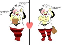 anger_vein anthro big_breasts blush breasts collar exposed_breasts fan_character flustered follower_celebration fur furry humor lagomorph lotpar milestone_celebration oc panties pierced_nipples shortstack sign sonic_(series) sonic_the_hedgehog_(series) thick_thighs thighhighs