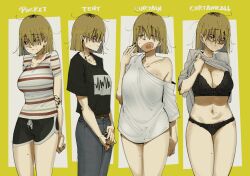 1girls blonde_hair breasts cleavage curtain_call_challenge gutalalaman pose shirt shirt_lift short_hair standing undressing