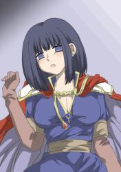 1girls animated black_hair blue_eyes bouncing_breasts breasts cleavage elbow_gloves female female_only fire_emblem fire_emblem:_thracia_776 gloves implied_sex kyouno_aki large_breasts medium_hair nintendo olwen_(fire_emblem) open_mouth solo