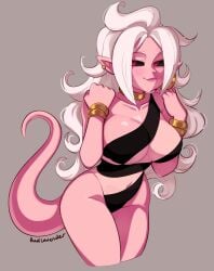 1girls android_21 badlavender big_breasts dragon_ball dragon_ball_fighterz lavenderbad majin_android_21 monster_girl pink_skin wide_hips