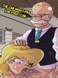 1girls 1male adult adult_and_teenager age_difference angry_face angry_fellatio artlaccer_(artist) bald blonde_hair blowjob blue_eyes blurry_background bud_grouse dialogue english_text fellatio female hand_on_head hi_res lori_loud male male/female mature_male moustache old_man older_male older_man_and_teenage_girl older_penetrating_younger oral oral_sex partially_clothed sucking_penis teenage_girl teenager text the_loud_house ugly_bastard ugly_man younger_female