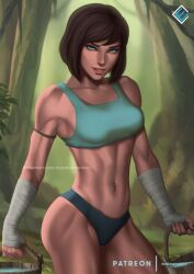 1girls artist_name avatar_legends blue_eyes brown_hair clothing dark-skinned_female evandromenezes female fit_female korra medium_breasts muscular_female nickelodeon panties short_hair smooth_skin solo solo_female the_avatar the_legend_of_korra underwear water_tribe