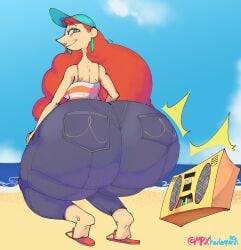 1girls ass beach bottom_heavy disney fat gold_boombox_(prevence) huge_ass inner_workings kate_(inner_workings) large_ass long_hair massive_ass mrxharlequinn public red_hair red_head thick_thighs twerking