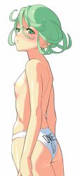 1girls female female_only green_hair kichiemon light-skinned_female light_skin looking_at_viewer looking_back nude one-punch_man petite small_breasts tatsumaki topless underwear