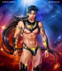 bishoujo_senshi_sailor_moon bulge carlos_gzz celebrity clothing east_asian east_asian_male long_hair male male_only microphone muscles muscular muscular_male musician real_person sailor_star_fighter_(cosplay) thick_thighs wonho