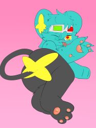 anthro big_ass big_butt castinly claws crayon_(character) cute feet feline furry male male_only paws pokemon shinx thick_thighs tongue tongue_out