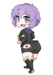 1girls ass bernadetta_von_varley big_ass breasts chibi commission female female_only fire_emblem fire_emblem:_three_houses garreg_mach_monastery_uniform gatocartoon grey_eyes large_breasts nintendo purple_hair short_hair shorts shortstack solo torn_clothes wardrobe_malfunction