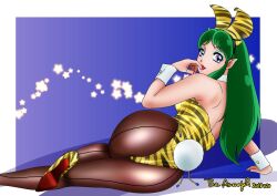 ass female green_hair high_heels horn leotard long_hair lum pantyhose solo solo_female striped_leotard tagme the_amanoja_9 urusei_yatsura wrist_cuffs