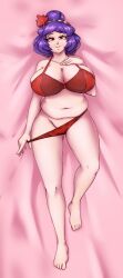 bedroom_eyes bra breasts breasts_bigger_than_head cleavage female huge_breasts human kanako_yasaka leaf overflowing_breasts panties purple_hair red_eyes skindentation solo spookoarts tagme touhou