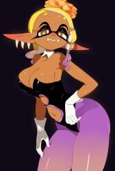 1girls breasts eye_contact fangs female female_only frye_(splatoon) gloves humanoid leopard looking_at_viewer nintendo pantyhose pointy_ears solo solo_female splatoon splatoon_(series) splatoon_3 standing tentacle_hair thick_thighs yuta_agc