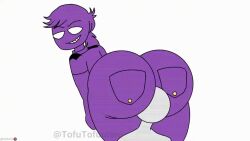 2boys ass big_ass big_butt facesitting five_nights_at_freddy's fnaf gay grinning male_only midmon(artist) purple_body purple_guy_(fnaf) purple_hair purple_skin rimming smiling unknown_artist vincent_(fnaf) white_eyes william_afton